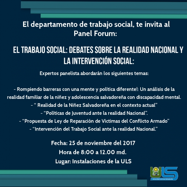 PANEL FORUM: El Trabajo Social: Debates sobre la realidad Nacional y la Intervención Social